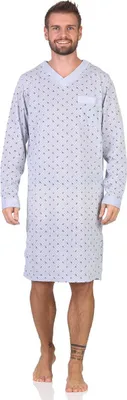 Immagine prodotto di Camicia da notte da uomo con maniche lunghe e scollo a V, grigio chiaro/M