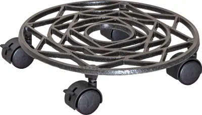 Produktbild von WAGNER Pflanzenroller ANTIK Ø 29 x 6,5 cm, außen & innen, Gusseisen, nickel-matt, Bremsen, Tragkraft 50 kg - 20092101