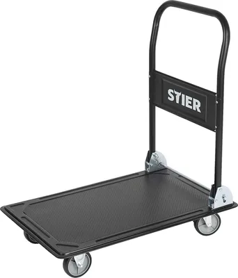 Immagine prodotto di Carrello a piattaforma STIER, pieghevole, portata 150 kg, superficie di carico 735 x 470 mm, ausilio per il trasporto con ruote piroettanti, carrello con rivestimento antiscivolo, stabile e sicuro