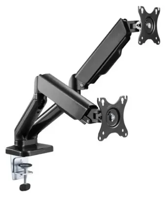 Imagen del producto de Soporte de monitor para escritorio, modelo SBOX LCD-S024-3, para 2 monitores, de 17 a 32 pulgadas, compatible con VESA 75 x 75 / 100 x 100, color negro