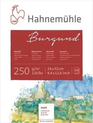 Produktbild von Hahnemühle Burgund Aquarellblock - 250 g/m² - matt - 24 x 32 cm - 20 Blatt