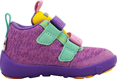 Imagen del producto de Zapatillas de punto Affenzahn, modelo "Happy Kreativ", con estampado de tucán, para niñas, color violeta. Zapatillas tipo "barefoot" (para usar sin calcetines)