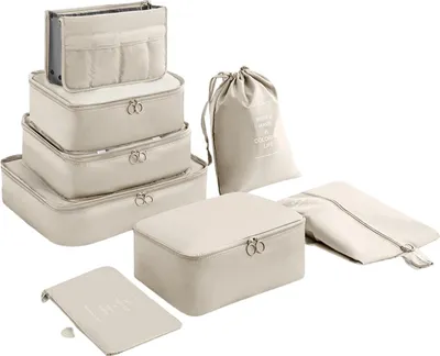 Produktbild von 8-teiliges Packwürfel-Set zur Gepäckaufbewahrung und als Kompressionstasche für Reisekoffer