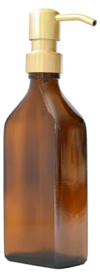 Produktbild von Glas-Seifenspender – Rechteckig, 250 ml – Goldfarbener Pumpkopf