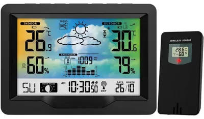 Image de Station météo numérique avec écran Thermomètre Capteur extérieur BD-901 noir