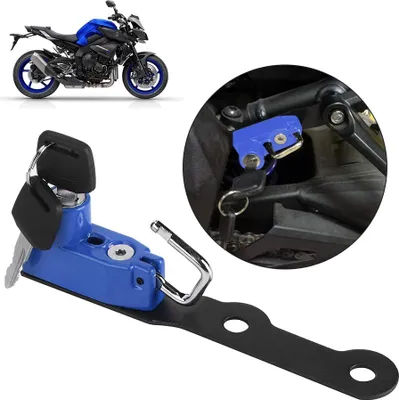 Image de Support de verrouillage de casque en alliage d'aluminium pour moto, compatible avec les modèles YAMAHA MT-10/FZ-10 de 2016, de couleur bleue
