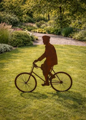 Produktbild von Badeko Deko-Fahrradfahrer „Gustav“ in Edelrostoptik