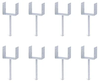 Produktbild von Alberts 8 x U-Pfostenträger mit Riffelstahl-Betonanker, 121x104 mm, Betonanker 200 mm, feuerverzinkt, zum Einbetonieren