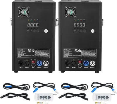 Image de Machine à étincelles 700 W - Machine pyrotechnique en alliage d'aluminium - Machine à feux d'artifice avec contrôleur DMX - Réglable sur 2-5m - Machine Cold Spark - 7 min par recharge - Idéal pour mariage, show DJ, soirées.