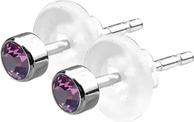 Produktbild von 1 Paar Damen Ohrstecker Edelstahl 316L Ohrringe mit Kristallsteine Amethyst 4mm ESBJD-AM