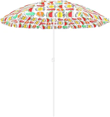 Produktbild von Strand- & Balkonsonnenschirm 180 cm – Design „Mix Fruit“ – Bunter Sonnenschutz für Strand & Garten