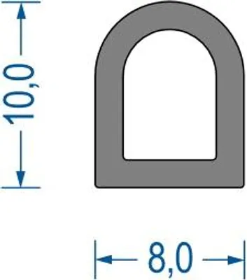 Produktbild von DP36 -SIL Vollsilikon Halbrundprofil D-Profil 8x10 mm Gummidichtung Türdichtung