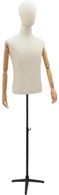 Image de Mannequins masculins pour vitrines, réglables en hauteur, design moderne, couleurs : lin et noir