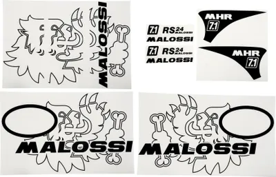 Produktbild von Aufkleber Malossi Sticker Set Trophy für Vespa Primavera / Sprint, schwarz / weiß