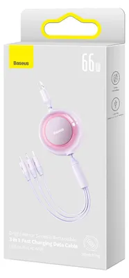 Obrázok produktu pre Baseus CAMJ010105, USB A, USB C/Micro-USB B/Lightning, USB 2.0, 0,48 Gbit/s, Fialová