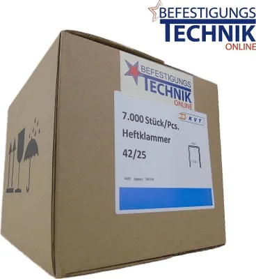 Produktbild von Heftklammern Typ 42 / 590 25mm CNK verzinkt für BeA Klammernagler 42/40-776C KL-74 7,0M