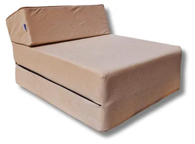 Productafbeelding van Natalia Spzoo slaapstoel 160x60x12 cm, beige - opvouwbaar matras met hoofdsteun, afneembare hoes, voor logees, thuis en op de camping, ruimtebesparend
