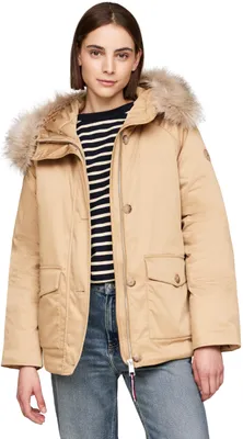 Produktbild von Tommy Hilfiger Damen Parka Padded Parka With Fur mit Knopfleiste, Grün (Classic