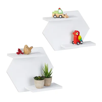 Produktbild von relaxdays Sechseckige Wandregale im 2er Set