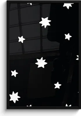 Produktbild von MuchoWow® MuchoWow® Gerahmtes Poster Sterne - Schwarz - Weiß - Muster - Jungen - Mädchen - Baby - Kind 60x90 cm - Poster mit zchwarzem Bilderrahmen - Kunst