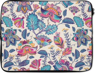 Produktbild von MuchoWow® Laptop Hülle 17 Zoll Laptoptasche Regenbogen - Blumen - Skizze - Muster - Zipper - Schutzabdeckung