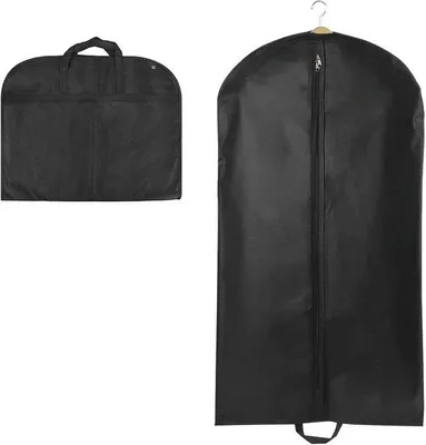 Produktbild von Ibenzoa® Kleidersack 60 x 120 cm – lange Anzugtasche aus PEVA, waschbar & atmungsaktiv, faltbar mit Tragegriff, Schwarz, für Anzüge & Abendkleider