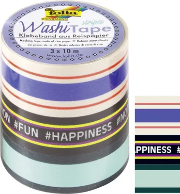 Produktbild von folia Deko-Klebeband Washi-Tape STRIPES CLASSIC 3er Set