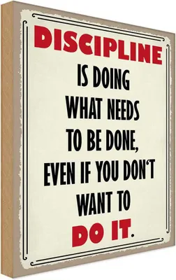 Produktbild von vianmo Holzschild 18x12 cm Discipline is doing what needs Dekoration