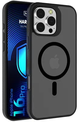 Produktbild von 3mk Hazy MagCase Etui für Apple iPhone 16 Pro, Getöntes Halbtransparentes Gehäuse Anti-Fingerprint, Kamera-Schutz, Schwarz