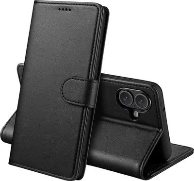 Produktbild von Hülle für iPhone 17 - Schwarze Brieftasche Klappe Magnetisiert Aufbewahrung Karten Handyhülle Phonillico®