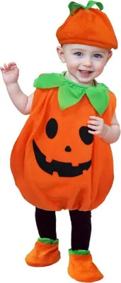 Productafbeelding van Cloudkids Halloween pompoenkostuum voor kinderen, cosplaykostuum voor carnaval en feestjes, met hoed