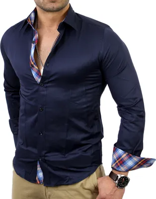 Produktbild von Reslad Herren Langarm Hemd RS-14009 Dunkelblau 2XL