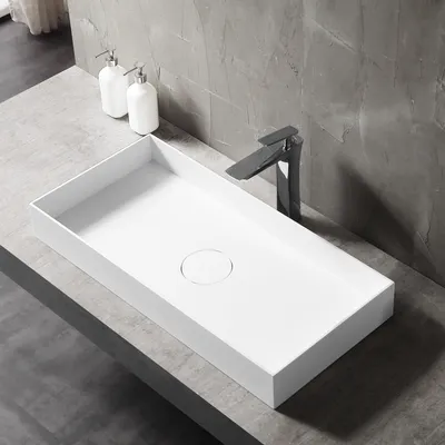 Produktbild von Aufsatzwaschbecken TWA112 - Mineralguss, matt - Farbe & Breite wählbar, Farbe:Weiß matt, Waschbeckenbreite:80 cm