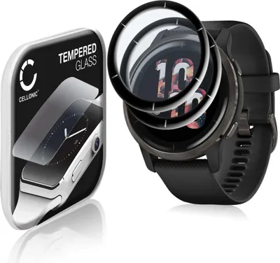 Produktbild von 2x CELLONIC 9H Display Schutzglas für Garmin Venu 2 Smartwatch, 3D Full Cover Full Glue Screen Protector Glass, Fitness Tracker Displayschutz Glas Transparent Schutzfolie