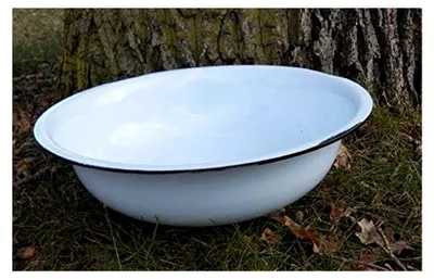Produktbild von Eisenschale Eisenschüssel Pflanztopf Pflanzschale Emaille-Optik weiß D 40 cm
