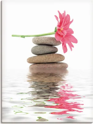 Produktbild von ARTland Leinwandbild Zen Spa Steine mit Blumen I Größe: 45x60 cm