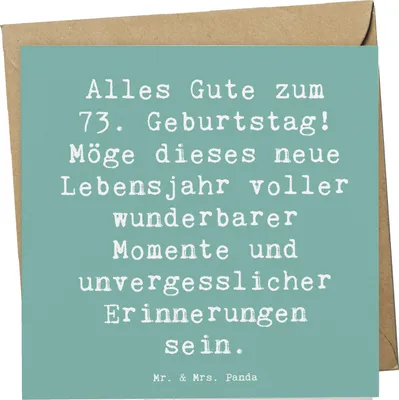 Produktbild von Mr. & Mrs. Panda Glückwunschkarte Spruch 73. Geburtstag - Meeresbrise - Geschenk, anlasskarte, faltkarte, Familie, Ehrentag, Dankbarkeit, Klappkarte, doppelkarte