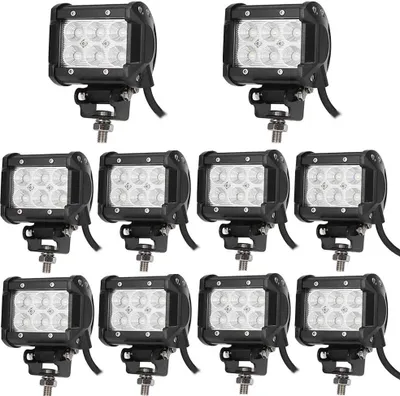 Produktbild von Greenmigo 10X 18W LED Arbeitsscheinwerfer Zusatzscheinwerfer 6000K 12V 24V Arbeitslicht Offroad Flutlicht Reflektor Scheinwerfer Arbeitsscheinwerfer IP67
