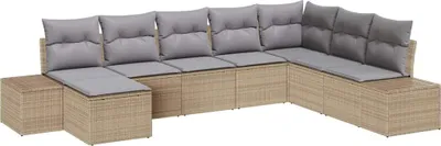 Image de Ensemble de canapés de jardin vidaXL, 8 pièces, en polyrotin
