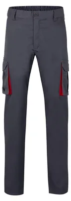 Produktbild von Velilla 103024S; Stretch-Hose mit mehreren Taschen; Farbe Grau und Rot; Größe 42