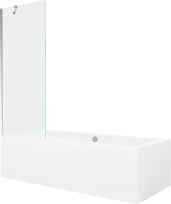Produktbild von Mexen Cube rechteckige Badewanne 180 x 80 cm mit Verkleidung und 1-flügliger Duschabtrennung 70 cm, transparent, chrom - 5505180