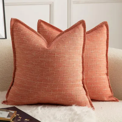 Produktbild von Kissenbezüge Dekokissen Vintage Leinen Rot 65x65 cm 2 Stück