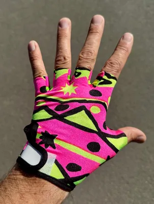 Produktbild von Original 90er Jahr Vintage Fahrradhandschuhe Neon, L / 10