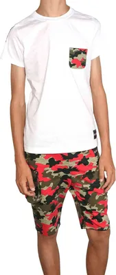 Produktbild von BEZLIT Jungen Sommer Set T-Shirt und Cargo Shorts Weiß Rot Camouflage 116/122