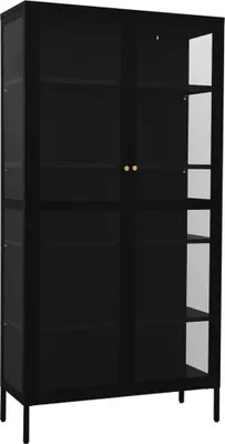Image de vidaXL Vitrine noire 90x40x180 cm Acier et verre trempé