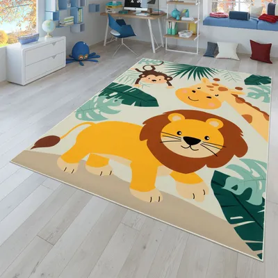 Produktbild von TT Home Kinderteppich Babyzimmer Teppich Kinderzimmer Rutschfest Tiere Weltkarte Autos Größe 80x150 cm