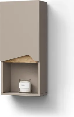 Image de Armoire de Livinity Timavo Grège 30x67cm avec porte et compartiment ouvert, Model 52977