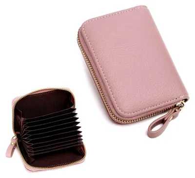 Produktbild von Kreditkartenetui Damen, Klein Leder Blocker Geldbörse Ausweis Karten Kreditkartenetui RFID Schutz Kartenhalter Etui Bargeld Münzfach Geldbeutel Portemonnaie mit Reißverschluss