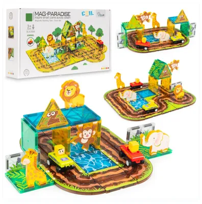 Immagine prodotto di Set di costruzioni magnetiche Lebula per bambini, 45 elementi, animali e veicoli