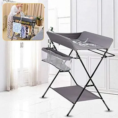 Image de 25kg Multifonctions Table à langer Matelas à langer Baby Combi pliable 3 compartiments 80 * 63 * 96cm (Sans roulettes Mobil)